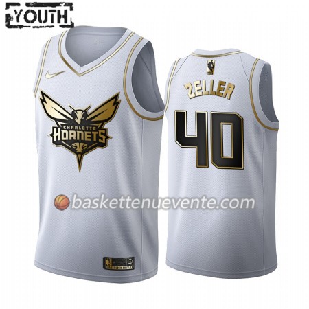 Maillot Basket Charlotte Hornets Cody Zeller 40 2019-20 Nike Blanc Golden Edition Swingman - Enfant